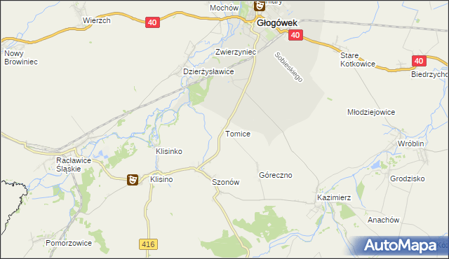 mapa Tomice gmina Głogówek, Tomice gmina Głogówek na mapie Targeo