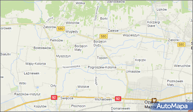 mapa Topolin gmina Stare Babice, Topolin gmina Stare Babice na mapie Targeo