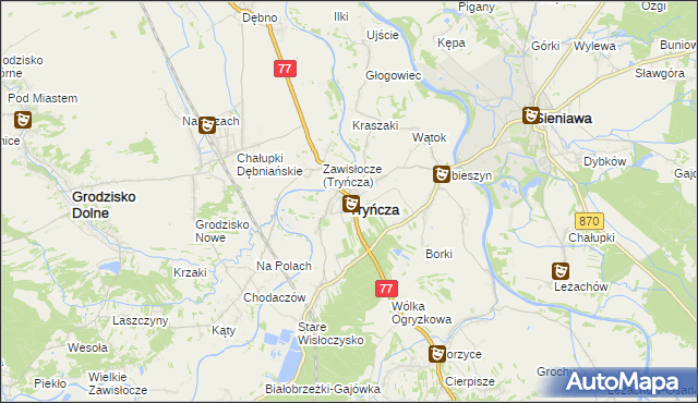 mapa Tryńcza, Tryńcza na mapie Targeo