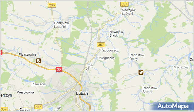 mapa Uniegoszcz, Uniegoszcz na mapie Targeo