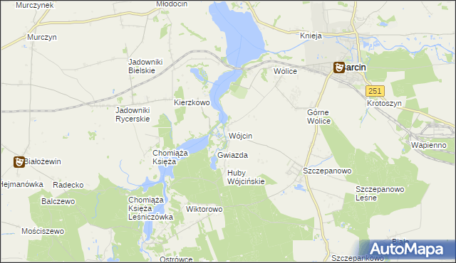 mapa Wójcin gmina Żnin, Wójcin gmina Żnin na mapie Targeo