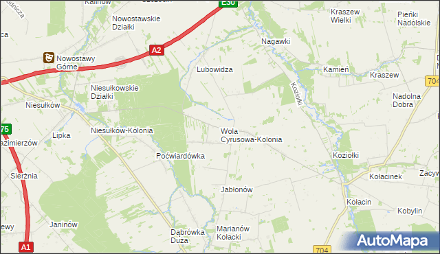 mapa Wola Cyrusowa-Kolonia, Wola Cyrusowa-Kolonia na mapie Targeo