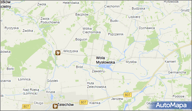 mapa Wola Mysłowska, Wola Mysłowska na mapie Targeo