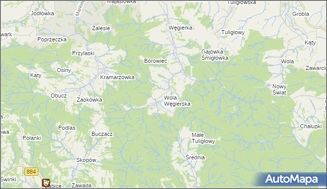 mapa Wola Węgierska, Wola Węgierska na mapie Targeo