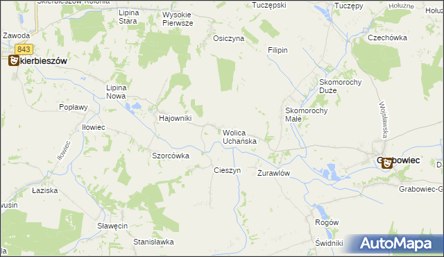mapa Wolica Uchańska, Wolica Uchańska na mapie Targeo