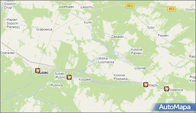 mapa Wólka Łosiniecka, Wólka Łosiniecka na mapie Targeo