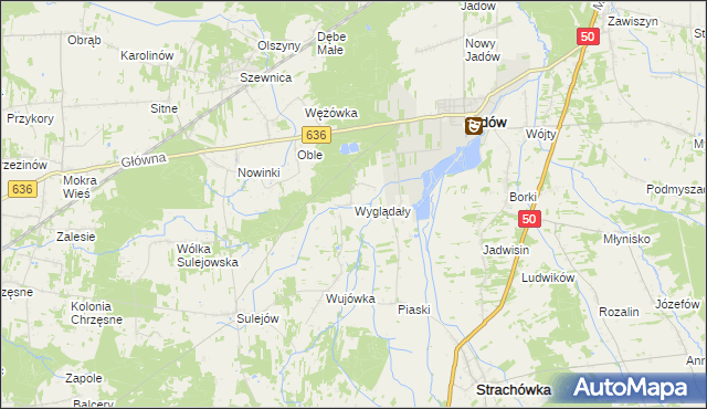 mapa Wyglądały gmina Jadów, Wyglądały gmina Jadów na mapie Targeo