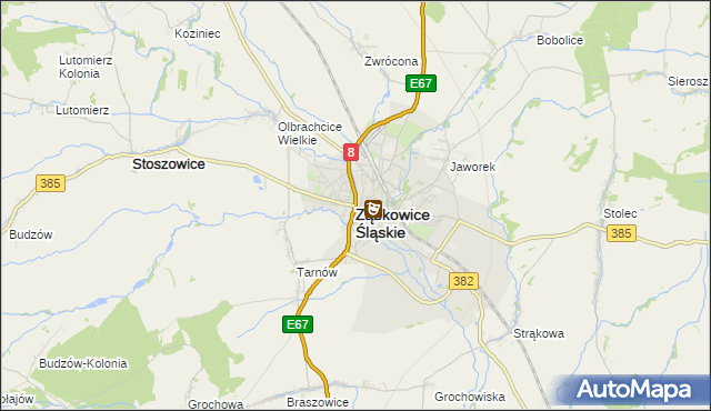 mapa Ząbkowice Śląskie, Ząbkowice Śląskie na mapie Targeo