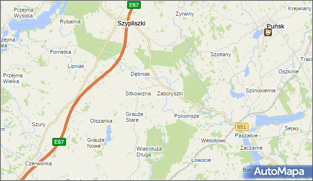 mapa Zaboryszki, Zaboryszki na mapie Targeo