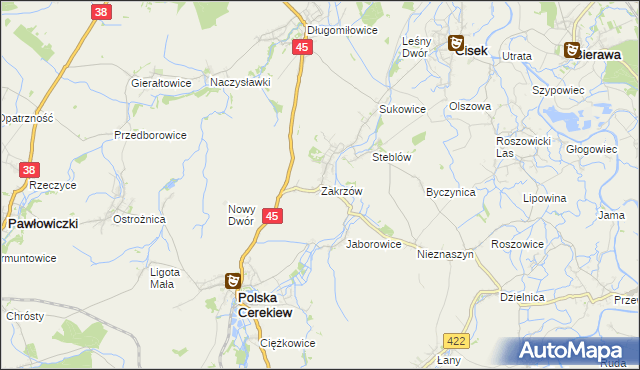 mapa Zakrzów gmina Polska Cerekiew, Zakrzów gmina Polska Cerekiew na mapie Targeo