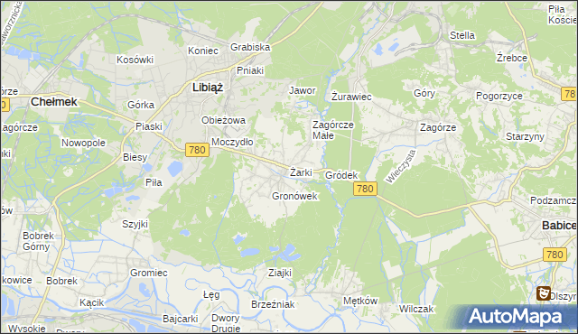 mapa Żarki gmina Libiąż, Żarki gmina Libiąż na mapie Targeo