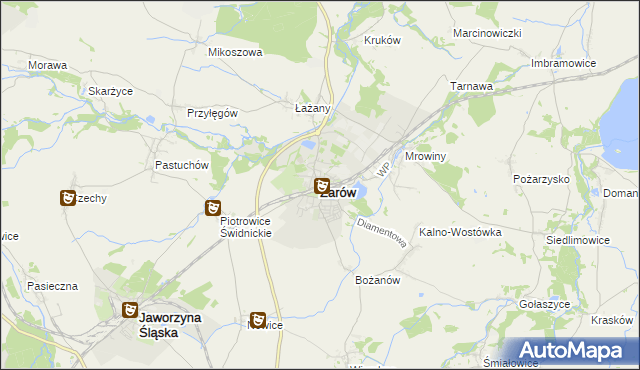 mapa Żarów powiat świdnicki, Żarów powiat świdnicki na mapie Targeo