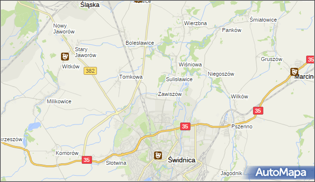 mapa Zawiszów, Zawiszów na mapie Targeo