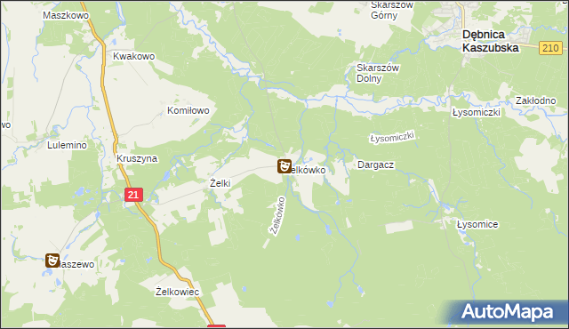 mapa Żelkówko, Żelkówko na mapie Targeo