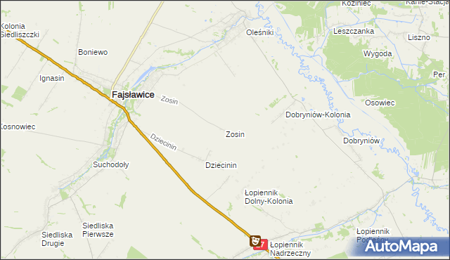 mapa Zosin gmina Fajsławice, Zosin gmina Fajsławice na mapie Targeo