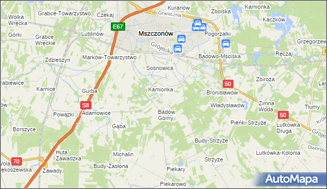 mapa Adamówek gmina Mszczonów, Adamówek gmina Mszczonów na mapie Targeo