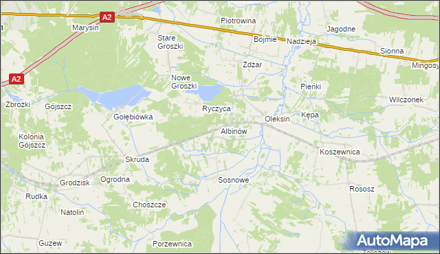 mapa Albinów gmina Kotuń, Albinów gmina Kotuń na mapie Targeo