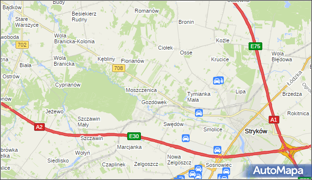 mapa Anielin Swędowski, Anielin Swędowski na mapie Targeo