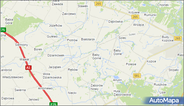 mapa Baby Górne, Baby Górne na mapie Targeo
