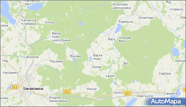 mapa Bącka Huta, Bącka Huta na mapie Targeo