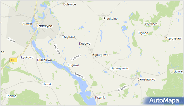 mapa Będargowo gmina Pełczyce, Będargowo gmina Pełczyce na mapie Targeo