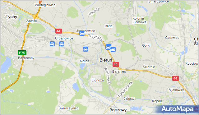 mapa Bieruń, Bieruń na mapie Targeo
