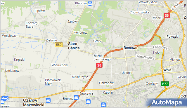 mapa Blizne Jasińskiego, Blizne Jasińskiego na mapie Targeo