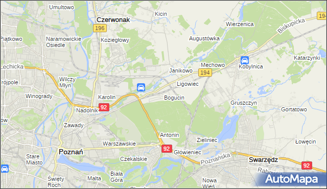 mapa Bogucin gmina Swarzędz, Bogucin gmina Swarzędz na mapie Targeo