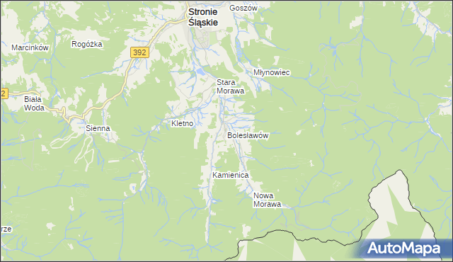 mapa Bolesławów gmina Stronie Śląskie, Bolesławów gmina Stronie Śląskie na mapie Targeo