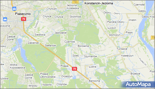 mapa Borowina gmina Konstancin-Jeziorna, Borowina gmina Konstancin-Jeziorna na mapie Targeo