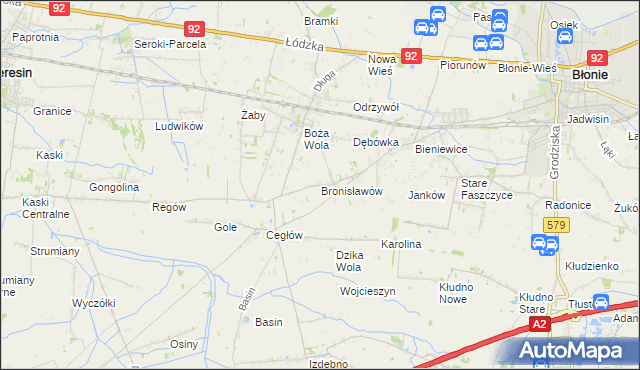 mapa Bronisławów gmina Baranów, Bronisławów gmina Baranów na mapie Targeo