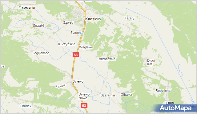 mapa Brzozówka gmina Kadzidło, Brzozówka gmina Kadzidło na mapie Targeo