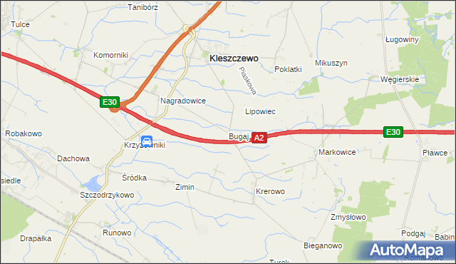 mapa Bugaj gmina Kleszczewo, Bugaj gmina Kleszczewo na mapie Targeo