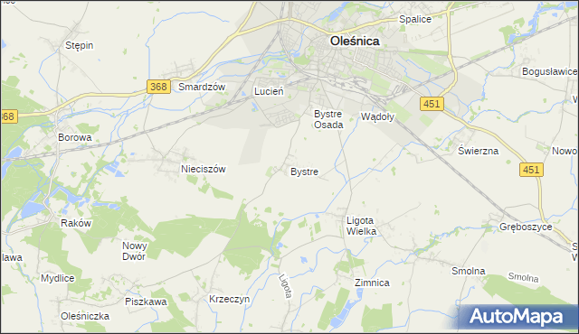 mapa Bystre gmina Oleśnica, Bystre gmina Oleśnica na mapie Targeo