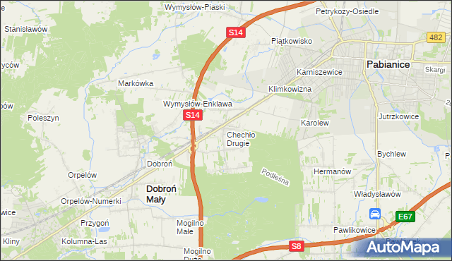 mapa Chechło Drugie, Chechło Drugie na mapie Targeo
