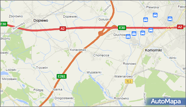 mapa Chomęcice, Chomęcice na mapie Targeo