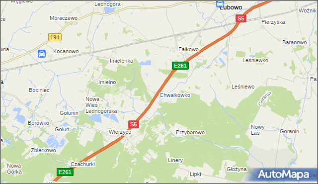 mapa Chwałkówko, Chwałkówko na mapie Targeo