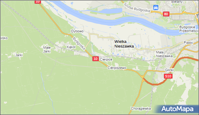 mapa Cierpice gmina Wielka Nieszawka, Cierpice gmina Wielka Nieszawka na mapie Targeo