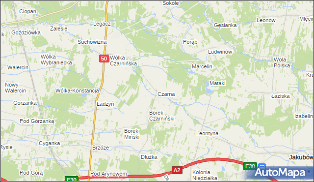 mapa Czarna gmina Stanisławów, Czarna gmina Stanisławów na mapie Targeo