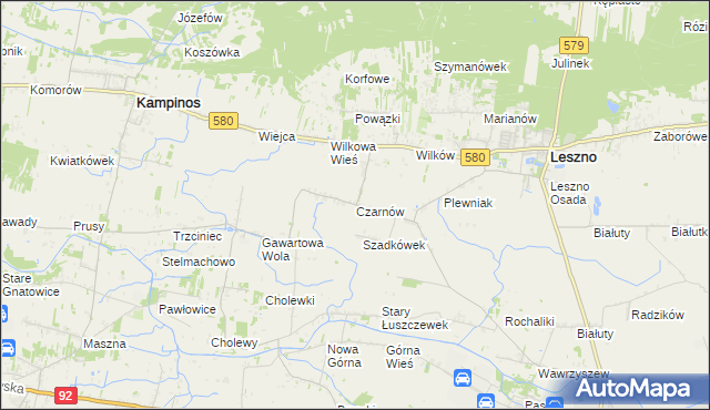 mapa Czarnów gmina Leszno, Czarnów gmina Leszno na mapie Targeo