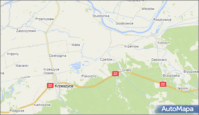 mapa Czartów, Czartów na mapie Targeo