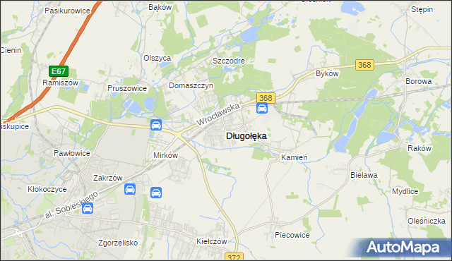 mapa Długołęka powiat wrocławski, Długołęka powiat wrocławski na mapie Targeo