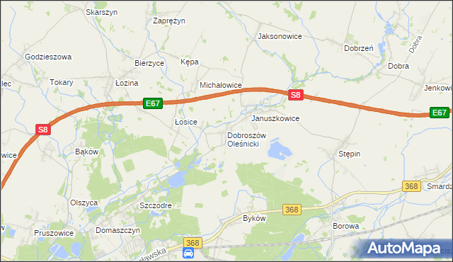 mapa Dobroszów Oleśnicki, Dobroszów Oleśnicki na mapie Targeo