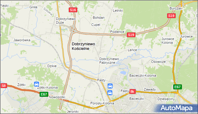 mapa Dobrzyniewo Fabryczne, Dobrzyniewo Fabryczne na mapie Targeo