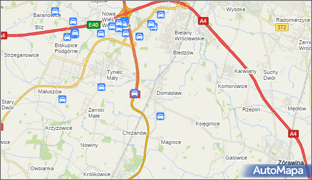 mapa Domasław, Domasław na mapie Targeo