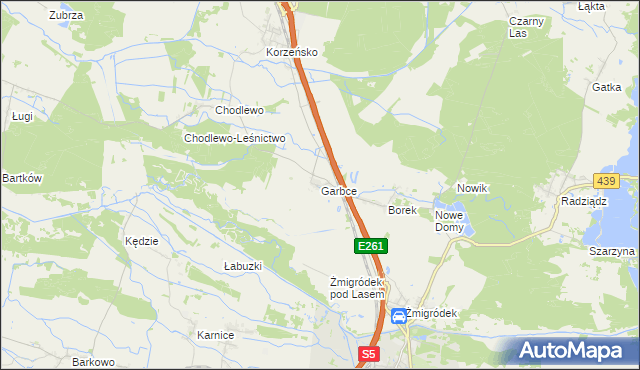 mapa Garbce, Garbce na mapie Targeo