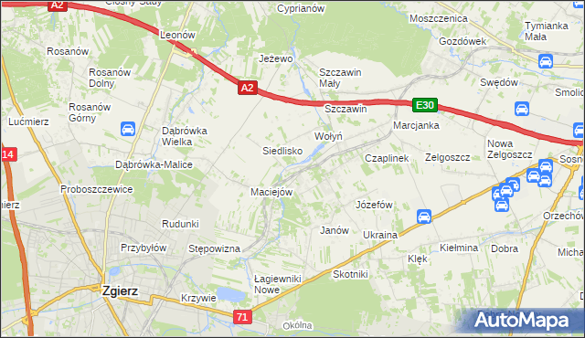 mapa Glinnik gmina Zgierz, Glinnik gmina Zgierz na mapie Targeo