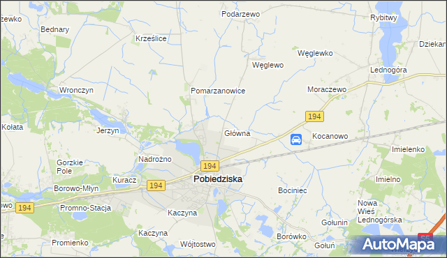 mapa Główna gmina Pobiedziska, Główna gmina Pobiedziska na mapie Targeo