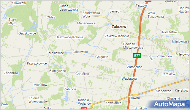 mapa Golędzin, Golędzin na mapie Targeo