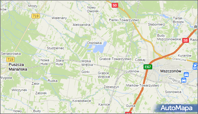 mapa Grabce-Towarzystwo, Grabce-Towarzystwo na mapie Targeo